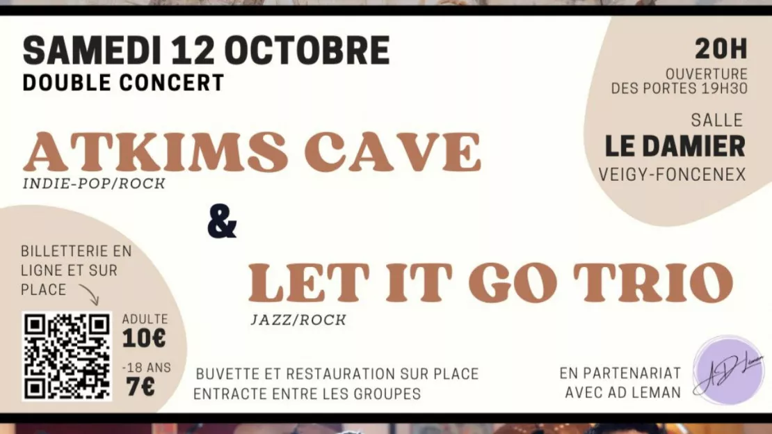 Double concert Let It Go Trio et Atkims Cave - Salle le Damier, Veigy 12/10/2024