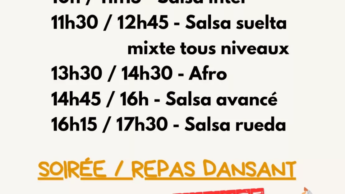 Stage salsa / afro et soirée repas dansant avec 2 Step